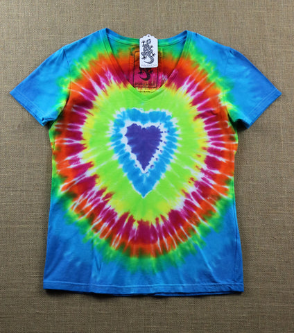 Tie Dye Women's V-Neck (Snug) Size L #022